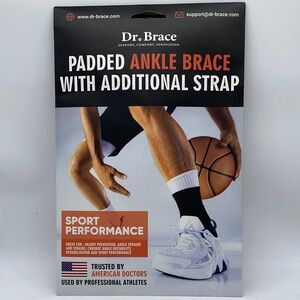Dr. Brace Padded Ankle Brace with Additional Strap Black Size Medium